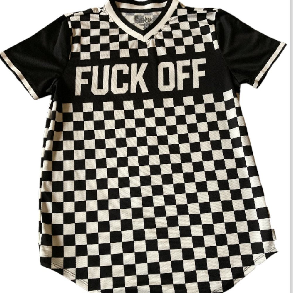 Checkered graphic Jersey T Shirt